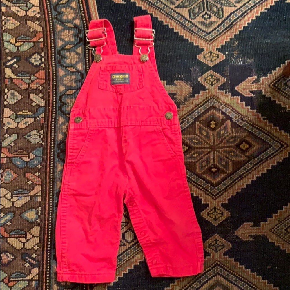 Vintage OshKosh Red Overalls 9-12M